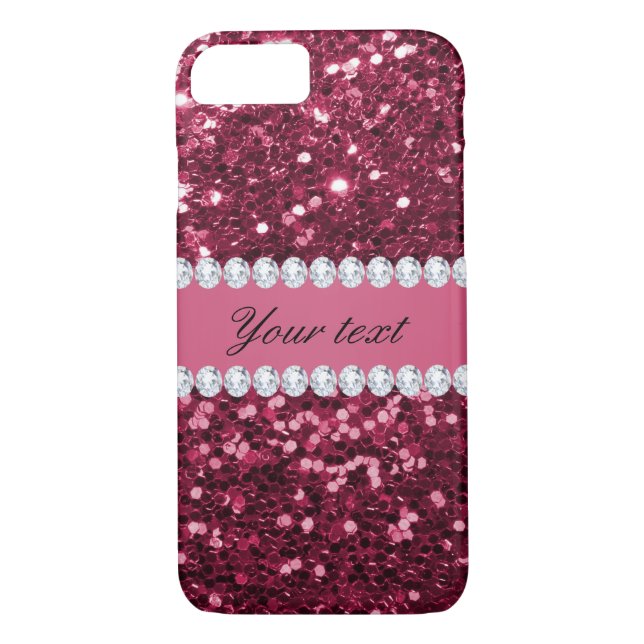 Hot Pink Big Faux Glitter and Diamonds Case-Mate iPhone Case (Back)