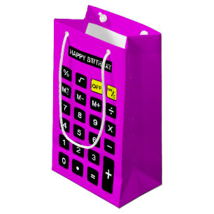 Hot Pink Birthday Calculator  Small Gift Bag