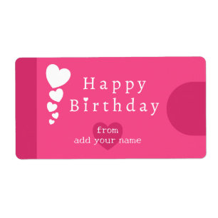 Hot Pink Birthday Hearts Labels