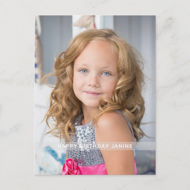 Hot Pink Birthday Photo Custom Postcard (Front)