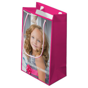 Hot Pink Birthday Photo Custom Small Gift Bag