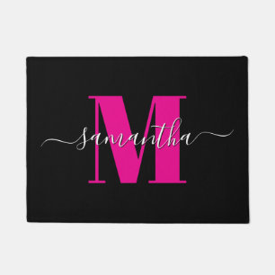 Hot Pink Black and White Signature Monogram 2025 Doormat