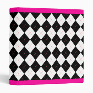 Hot Pink Black Argyle  Retro Binder Scrapbook