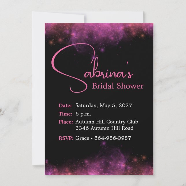 Hot Pink & Black Bridal Shower Invitation (Front)