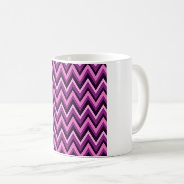 Hot Pink & Black Chevron – Electric Zigzag Pattern Coffee Mug (Front Right)