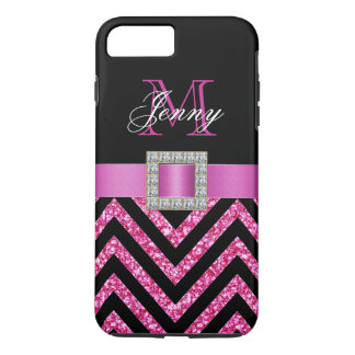 HOT PINK BLACK CHEVRON GLITTER GIRLY Case-Mate iPhone CASE