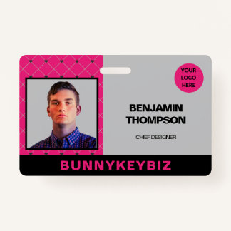 Hot Pink Black Corporate Company Employee ID  Badge