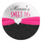 Hot Pink Black Floral Damask Diamond Heart Seal