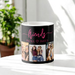 Hot Pink Black Friends 3 Photo Friendship Collage Coffee Mug<br><div class="desc">Celebrate your special bond with the Hot Pink Friends 3 Photo Friendship Collage Coffee Mug. This vibrant mug showcases a collage of three cherished photos, capturing unforgettable moments with your best friends. The hot pink design adds a fun and stylish touch, making it a standout piece for any coffee or...</div>