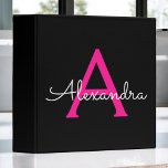 Hot Pink Black Girly Script Monogram Name Modern Binder<br><div class="desc">Hot Pink and Black simple  Script Monogram Name Binder. This makes the perfect sweet 16 birthday,  wedding,  bridal shower,  anniversary,  baby shower or bachelorette party gift for someone that loves glam luxury and chic styles.</div>