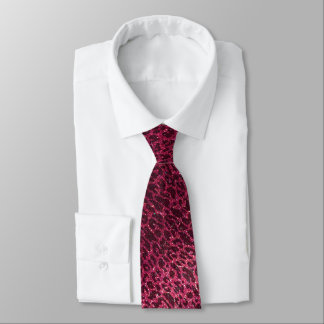 Hot Pink Black Glitter Professional Animal Print Tie