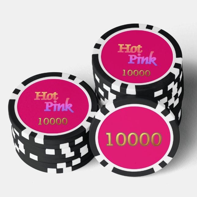 Hot Pink black gold 10000 striped poker chip (Stack)