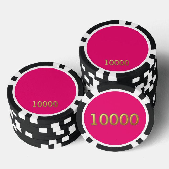 Hot Pink black gold 10000 striped poker chip (Stack)