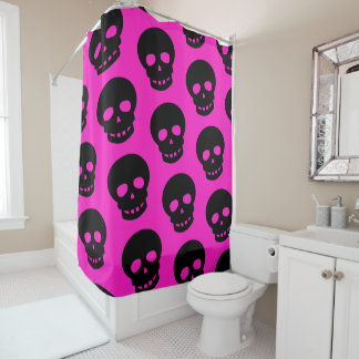 Hot Pink Black Goth Skulls Pattern