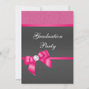 Hot Pink & Black Graduation Party Invitation