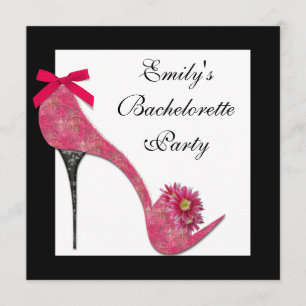 Hot Pink Black High Heel Shoes Bahcelorette Party Invitation