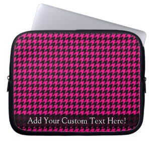 Hot Pink/Black Houndstooth Laptop Sleeve