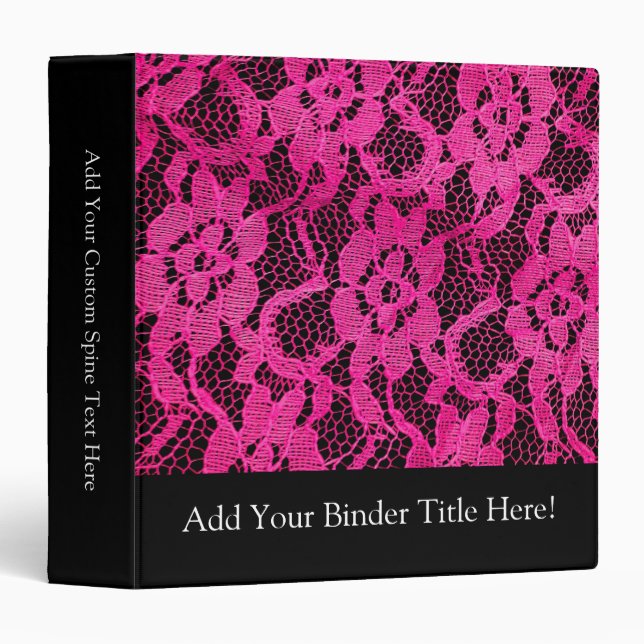 Hot Pink/Black Lace-Look Binder (Front/Spine)