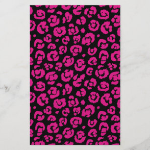 Hot Pink Black Leopard Print Stationery