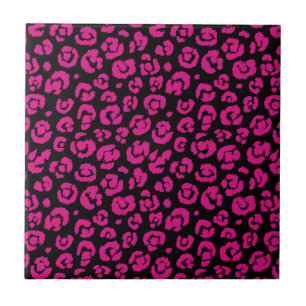 Hot Pink Black Leopard Print Tile