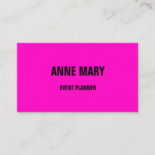 Hot Pink Black Modern Bold Bright Colourful Trendy Business Card