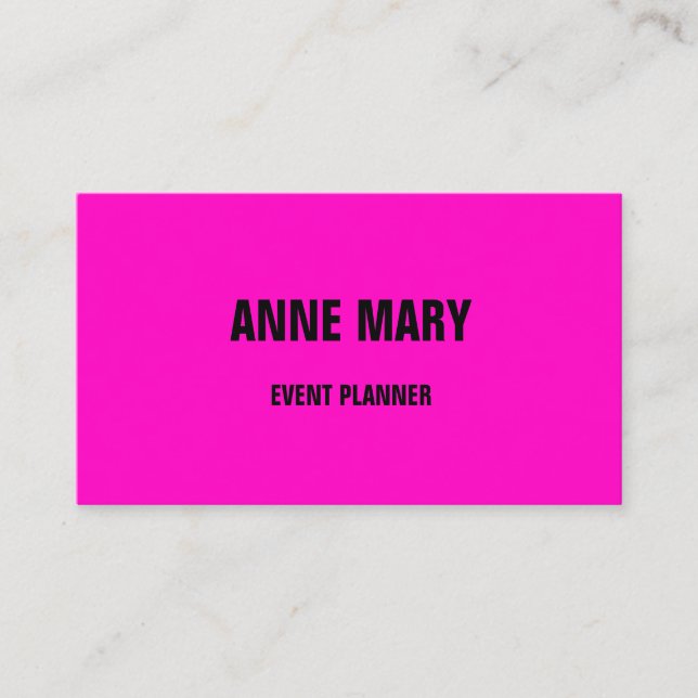 Hot Pink Black Modern Bold Bright Colourful Trendy Business Card (Front)