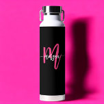 Hot Pink Black Modern Script Girly Monogram Name Water Bottle<br><div class="desc">Stay hydrated in style with our Hot Pink Modern Script Girly Monogram Name Water Bottle! Featuring a bold hot pink design, this water bottle is personalized with your name in an elegant modern script for a chic, custom touch. Perfect for school, workouts, or on-the-go, it’s made from durable, BPA-free materials...</div>