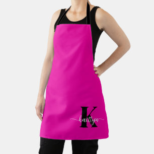 Hot Pink Black Monogram Apron