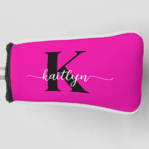 Hot Pink Black Monogram Golf Head Cover