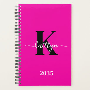 Hot Pink Black Monogram Planner