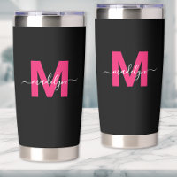 Hot Pink Black Name Monogram