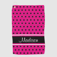Hot Pink Black Polka Dot White Stripe Script Name