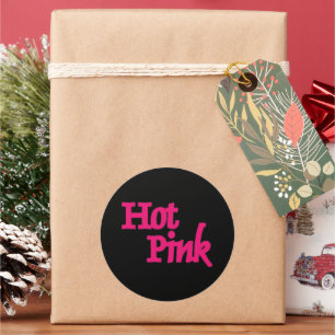 Hot Pink black round large stickers