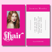 Hot Pink Black Script Photo Hairdresser