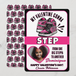 Hot Pink/Black Sneaker Photo Classroom Valentine Holiday Card