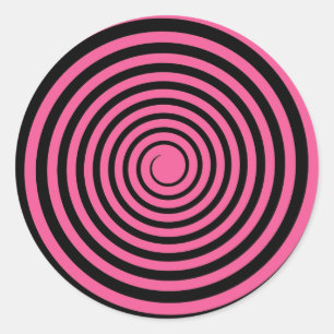 Hot Pink & Black Spiral Customized Template Classic Round Sticker