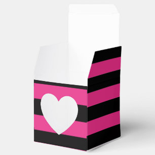 Hot Pink & Black Stripes Cupcake Boxes