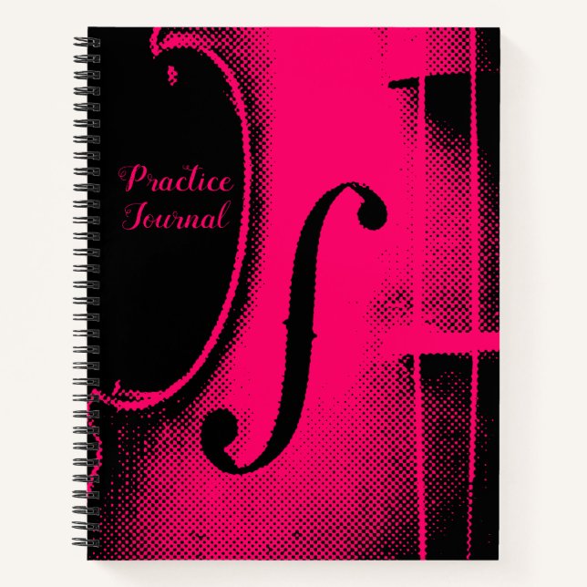 Hot Pink Black Violin Lesson Practice Journal (Front)