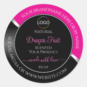 Hot Pink Black Wavy Silver and Logo Product Labels