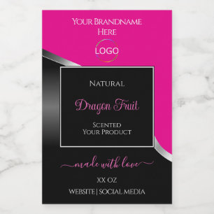Hot Pink Black Wavy Silver and Logo Product Labels