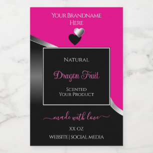 Hot Pink Black Wavy Silver Hearts Product Labels