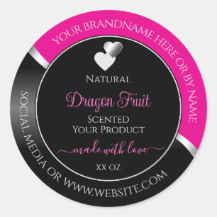 Hot Pink Black Wavy Silver Hearts Product Labels