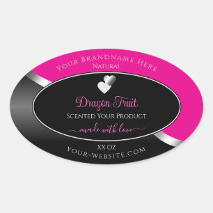 Hot Pink Black Wavy Silver Hearts Product Labels