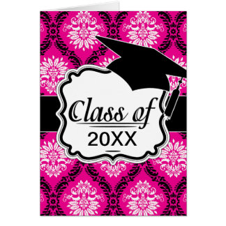 hot pink black white ornate damask
