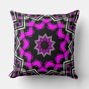 Hot Pink Black White Star Graphic Patterns Pillow