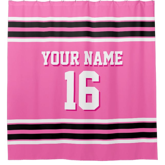 Hot Pink Black White Stripes Sports Jersey (Front)