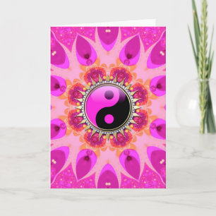 Hot Pink+Black YinYang Sun New Age Cards