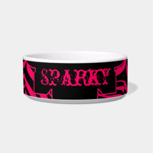 Hot Pink Black Zebra Print Animal Pet Food Bowl