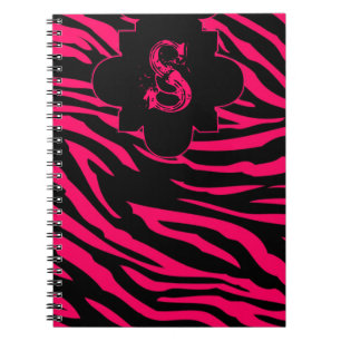 Hot Pink Black Zebra Print Animal Spiral Notebook