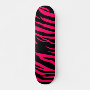 Hot Pink Black Zebra Print Old School Skateboard